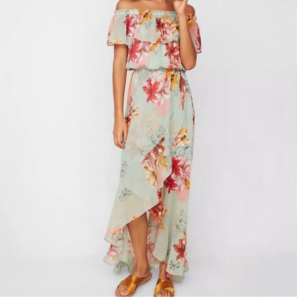 Express Floral Off-Shoulder Maxi Dress